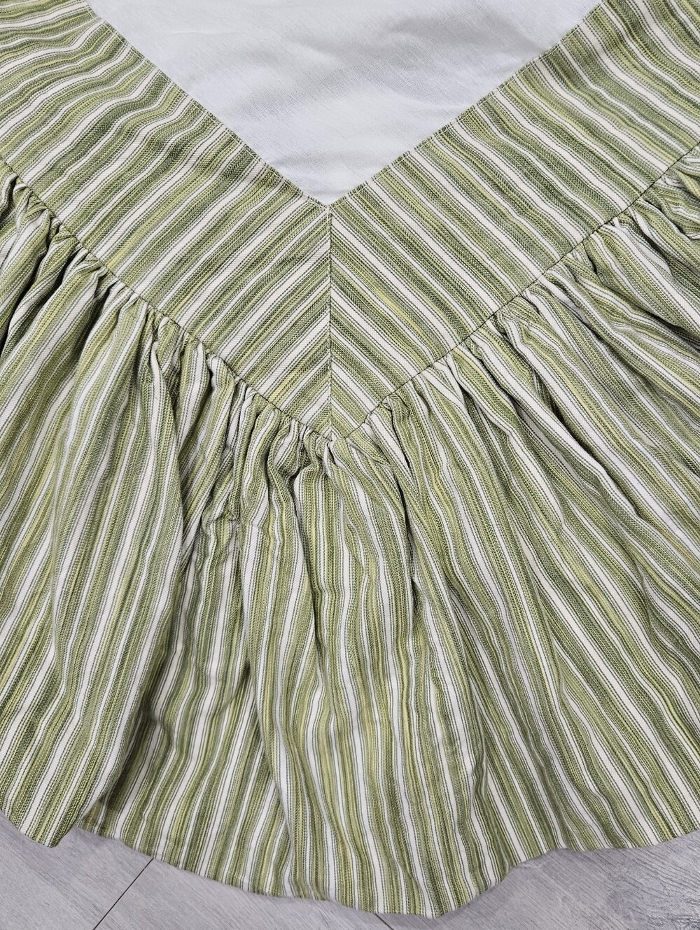 Lime Green Ticking Stripe KING Bedskirt Designer Heavy Thick Custom Canvas Lined